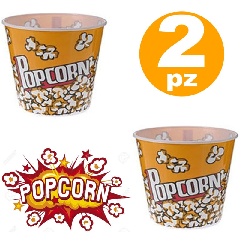 foto del prodotto trade shop traesio 2 contenitore per pop corn ciotola rigida bicchiere riutilizzabile festa cinema 