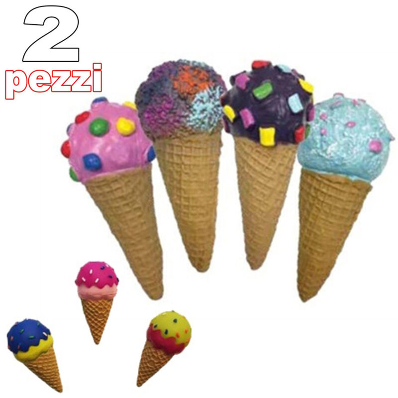 foto del prodotto trade shop traesio 2 giocattolo cono gelato gomma suono resistente da masticare per cani animali 