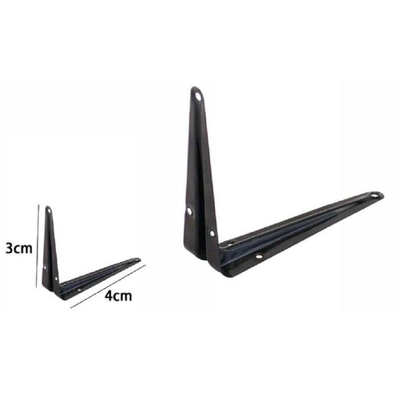 foto del prodotto trade shop traesio 2 pz reggimensola supporto staffa triangolare mensola metallo 3 x 4cm nera 07909 