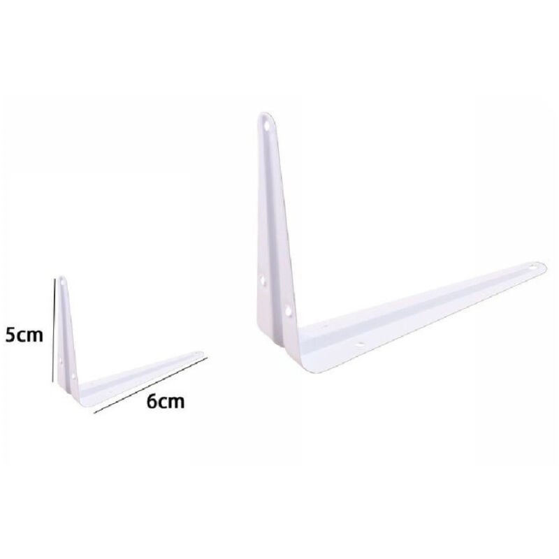 foto del prodotto trade shop traesio 2 pz reggimensola supporto staffa triangolare mensola metallo 5x6cm bianca 07904 
