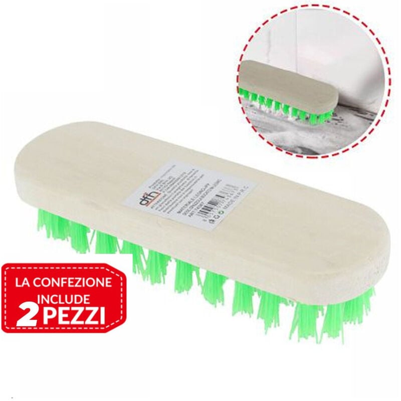 foto del prodotto trade shop traesio 2 pz spazzola grande in legno per pavimenti pulizia casa lavaggio superfici 18cm 