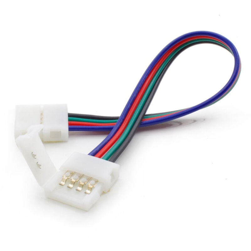 foto del prodotto trade shop traesio 2 x clip connettore a 4 pin da 10 mm per strisce srip led rgb smd 5050 3528 