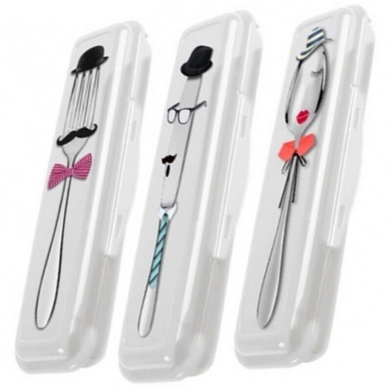 foto del prodotto trade shop traesio - 2 x custodia portaposate posate forchette coltello porta da pranzo scuola -