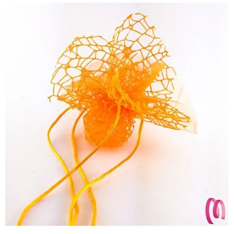 foto del prodotto trade shop traesio - 20 sacchetti velo veletti organza rete tulle per confetti matrimonio bomboniere - arancione