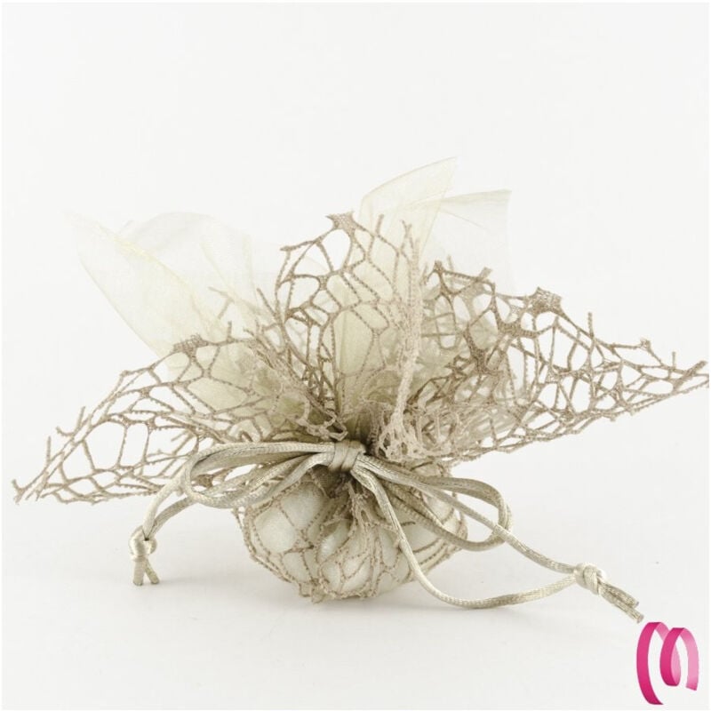foto del prodotto trade shop traesio 20 sacchetti velo veletti organza rete tulle per confetti matrimonio bomboniere beige