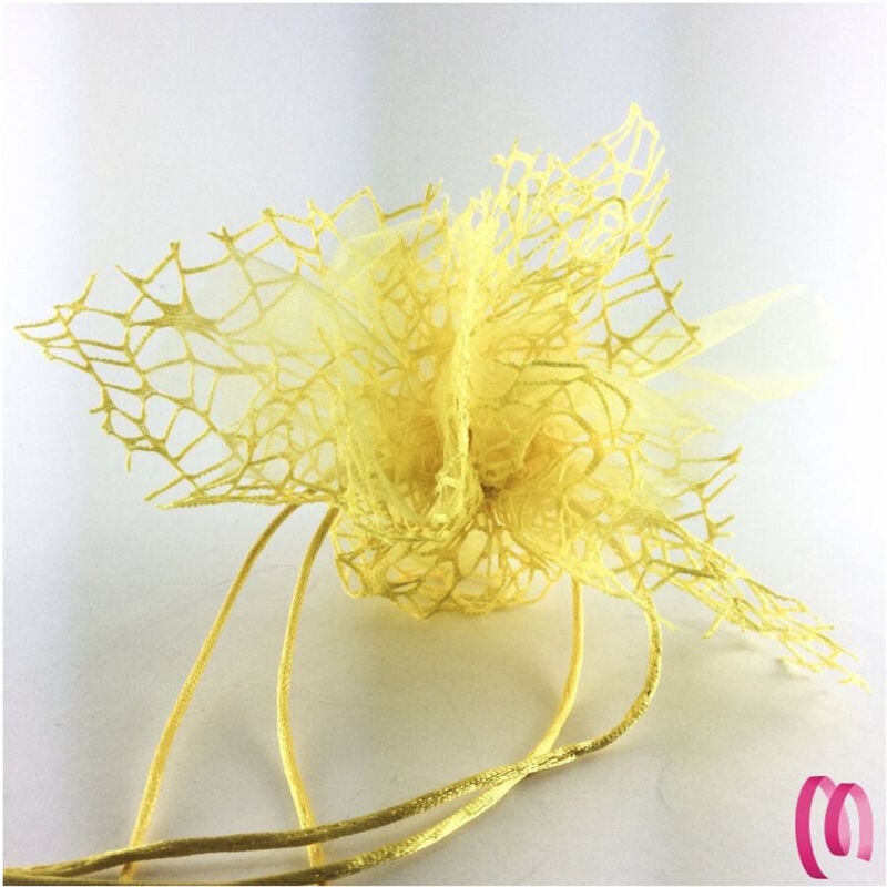 foto del prodotto trade shop traesio - 20 sacchetti velo veletti organza rete tulle per confetti matrimonio bomboniere - giallo