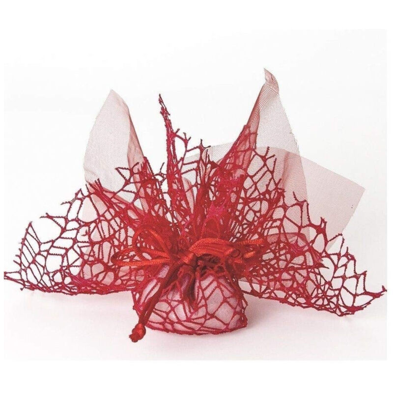 foto del prodotto trade shop traesio - 20 sacchetti velo veletti organza rete tulle per confetti matrimonio bomboniere - rosso