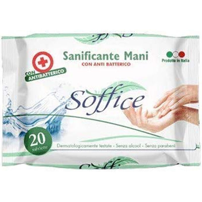 foto del prodotto trade shop traesio 20 salviette sanificante igienizzante per mani con antibatterico senza alcool 