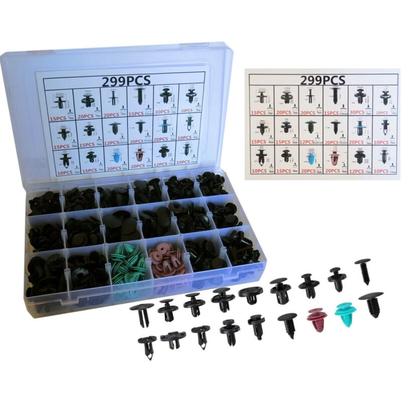 foto del prodotto trade shop traesio - 299pz plastica trim clip rivetti clip kit fermi di spinta auto abitacolo esterni -