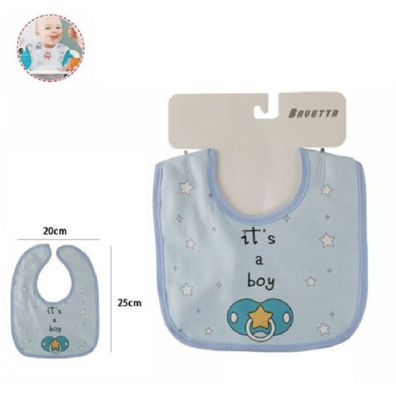foto del prodotto trade shop traesio 2pz bavetto bavaglino neonato pappa allattamento bambini it s a boy azzurra 68335 