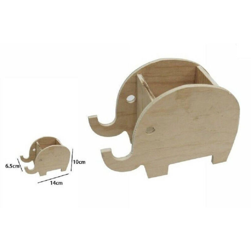 foto del prodotto trade shop traesio 2pz portapenne contenitore penne matite legno naturale decoupage elefanti 53481a 