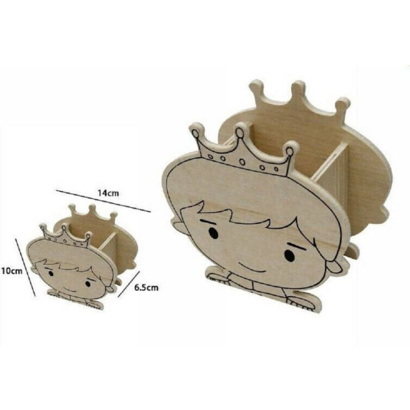 foto del prodotto trade shop traesio 2pz portapenne contenitore penne matite legno naturale decoupage principe 53483a 