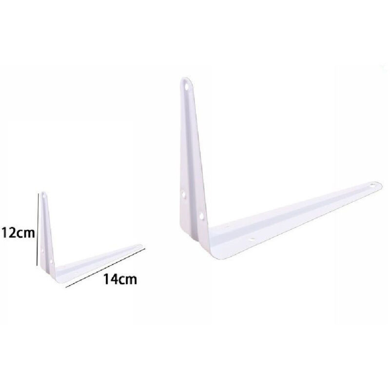 foto del prodotto trade shop traesio - 2pz reggimensola supporto staffa triangolare mensola metallo 12x14cm bianca 07908 -