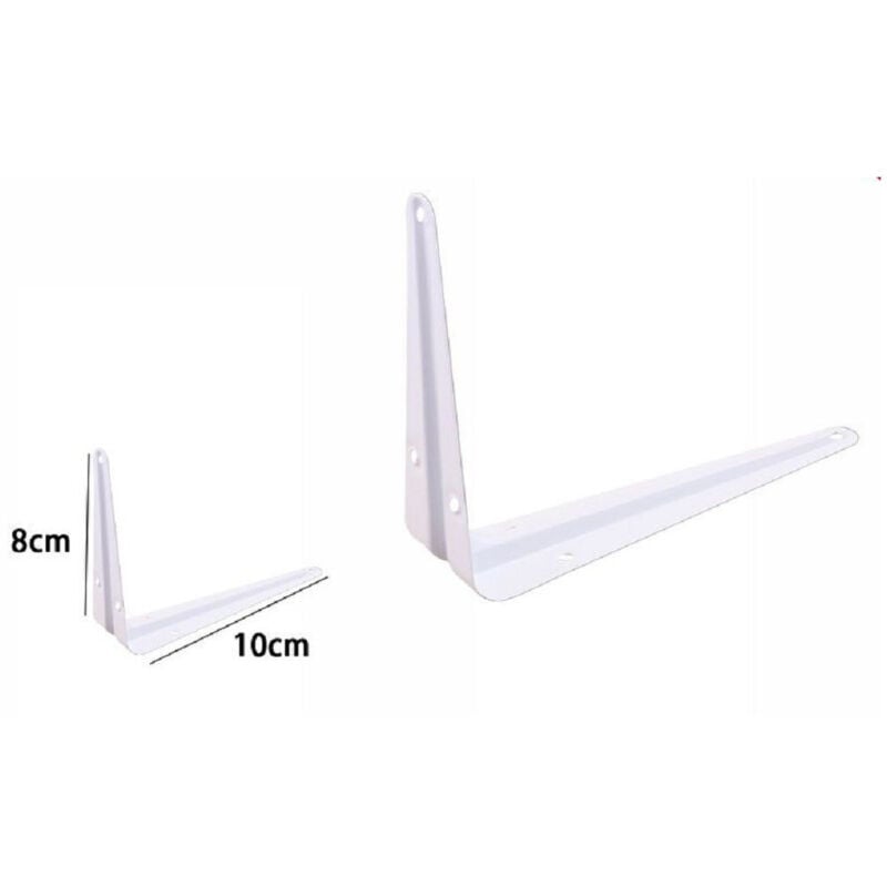 foto del prodotto trade shop traesio 2pz reggimensola supporto staffa triangolare mensola metallo 8x10cm bianca 07906 
