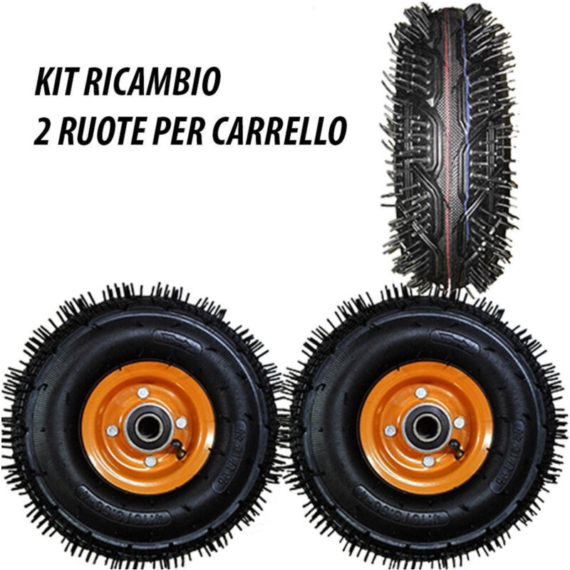 foto del prodotto trade shop traesio 2pz ruota ruote in gomma universali 2x per carrello con cuscinetto 4.10 3.50 
