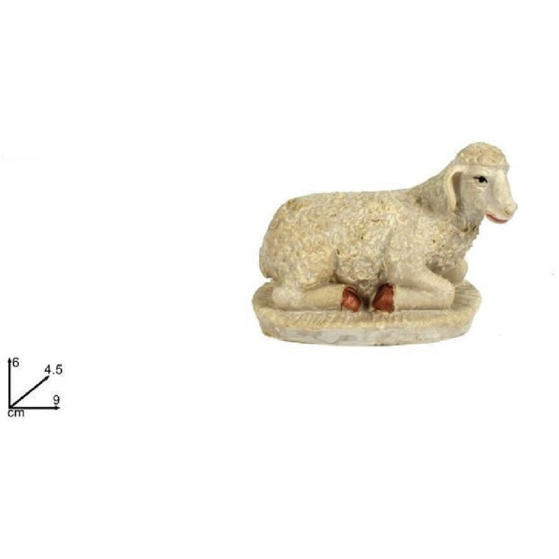 foto del prodotto trade shop traesio - 2pz statuina pecora seduta 9cm presepe in resina decoro natale natalizi natività -