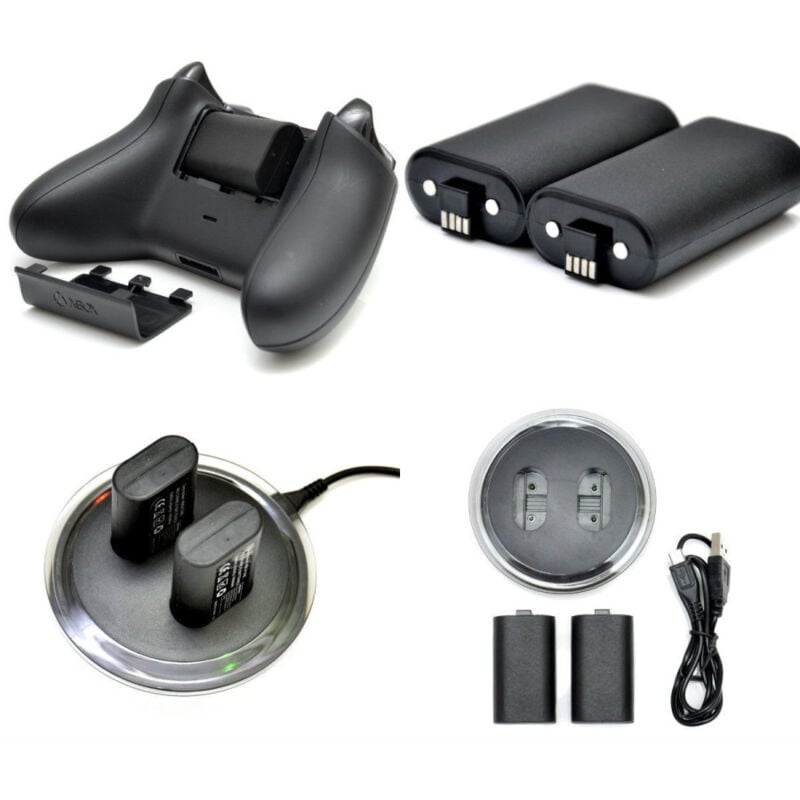foto del prodotto trade shop traesio 2x batteria ricaricabile di ricarica dock stazione per xbox one joystick 