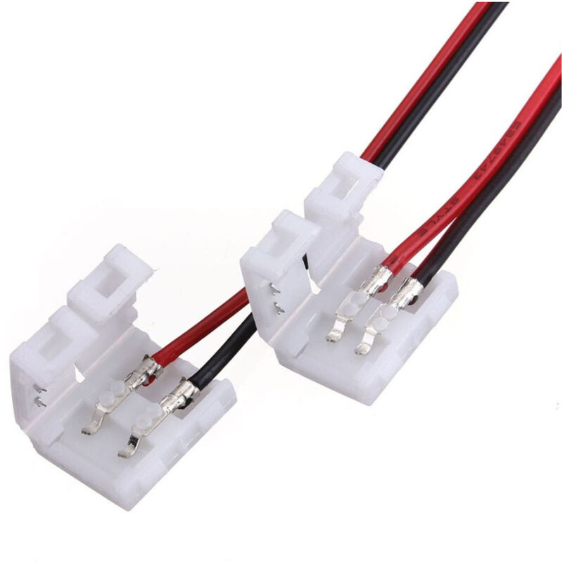 foto del prodotto trade shop traesio 2x connettore singolo a clip 8mm per striscia strip led monocolore smd 