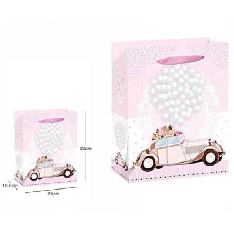 foto del prodotto trade shop traesio 3 buste busta regalo sacchetto 26x32x10.5cm matrimoni nozze 63977 varie fantasie 