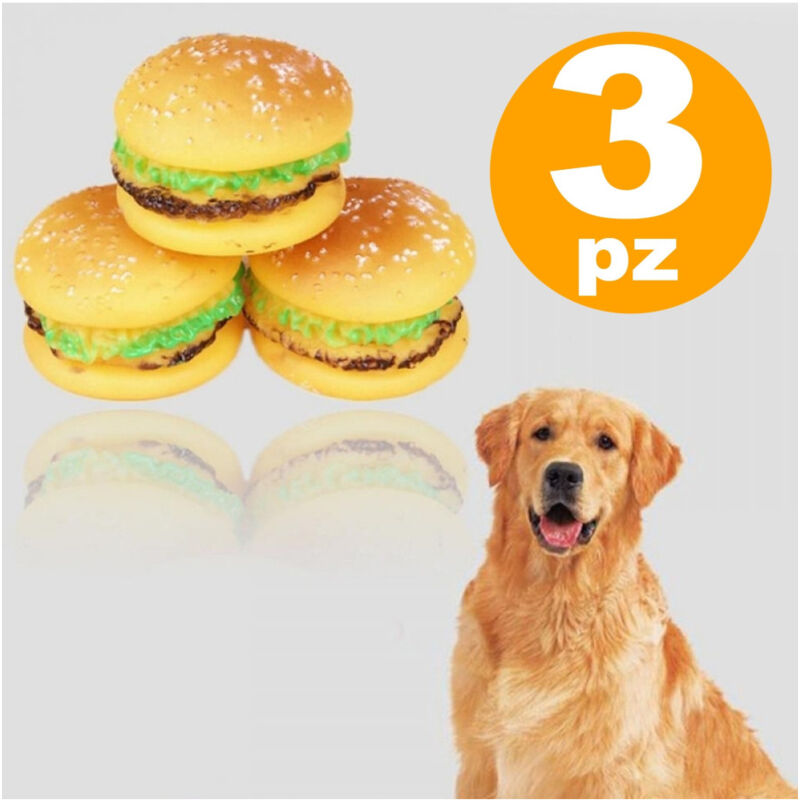 foto del prodotto trade shop traesio 3 giocattolo panino hamburger gomma suono resistente da masticare per cani 