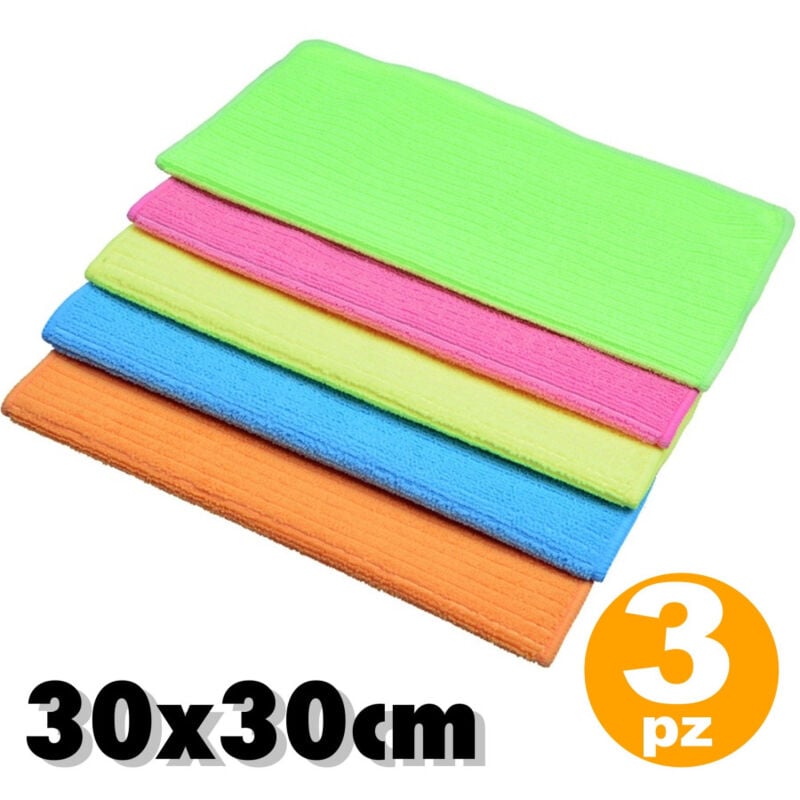 foto del prodotto trade shop traesio 3 pezzi panno strofinaccio da cucina in microfibra 30 x 30 cm pulizia casa bagno 