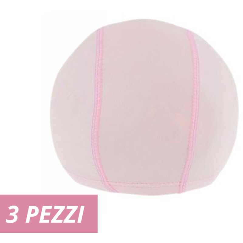 foto del prodotto trade shop traesio 3 pz cuffia piscina mare nuoto pressata monocolore rosa con fascia elastica 2 cm 