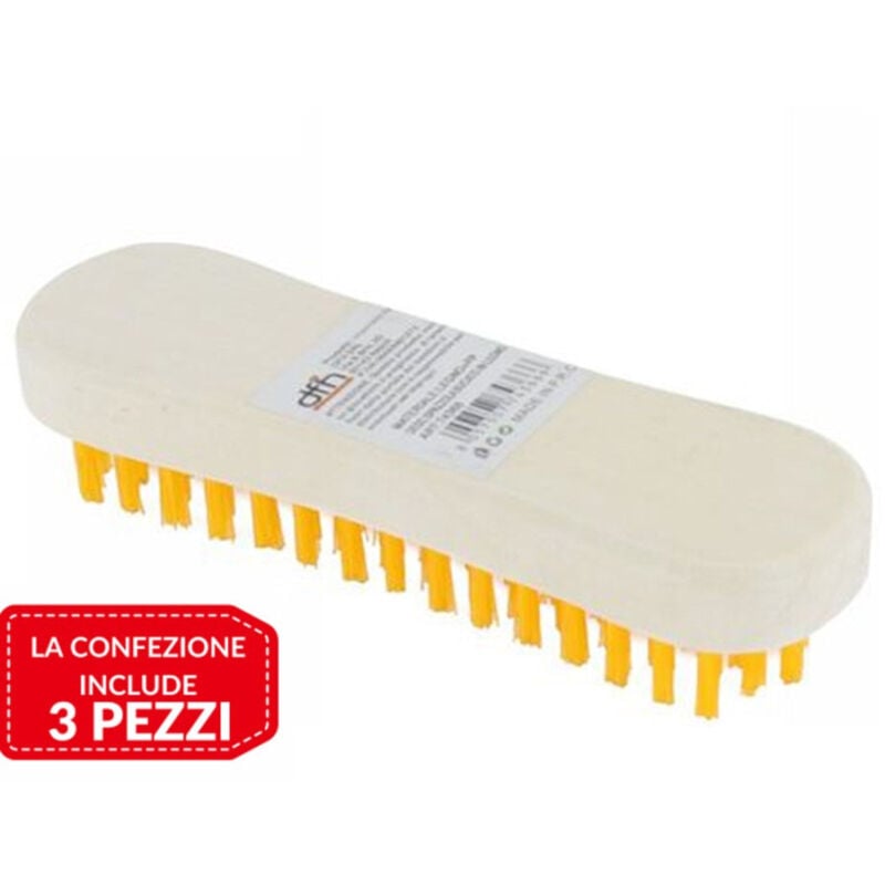 foto del prodotto trade shop traesio 3 pz spazzola per indumenti bucato setole pulizia casa lavaggio vestiti in legno 