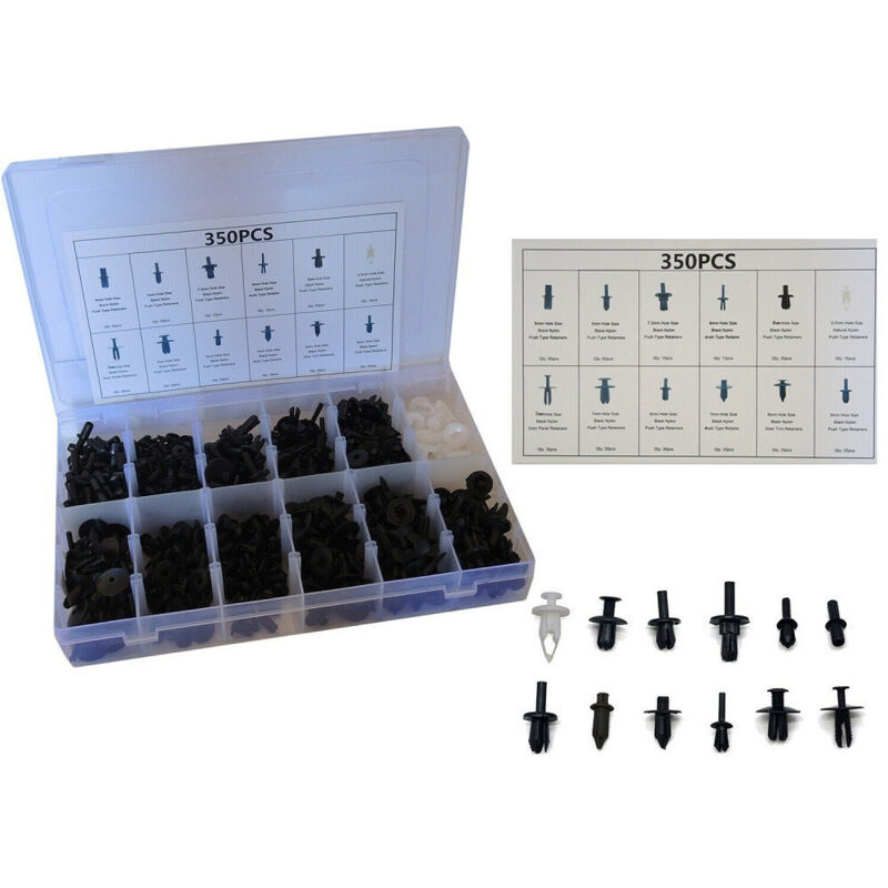 foto del prodotto trade shop traesio 350pz plastica trim clip rivetti clip kit fermi spinta auto bagagliaio paraurti 