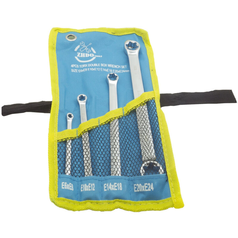 foto del prodotto trade shop traesio 4 chiavi doppia testa torx femmina e6xe8 e10xe12 e14xe18 e20xe24 