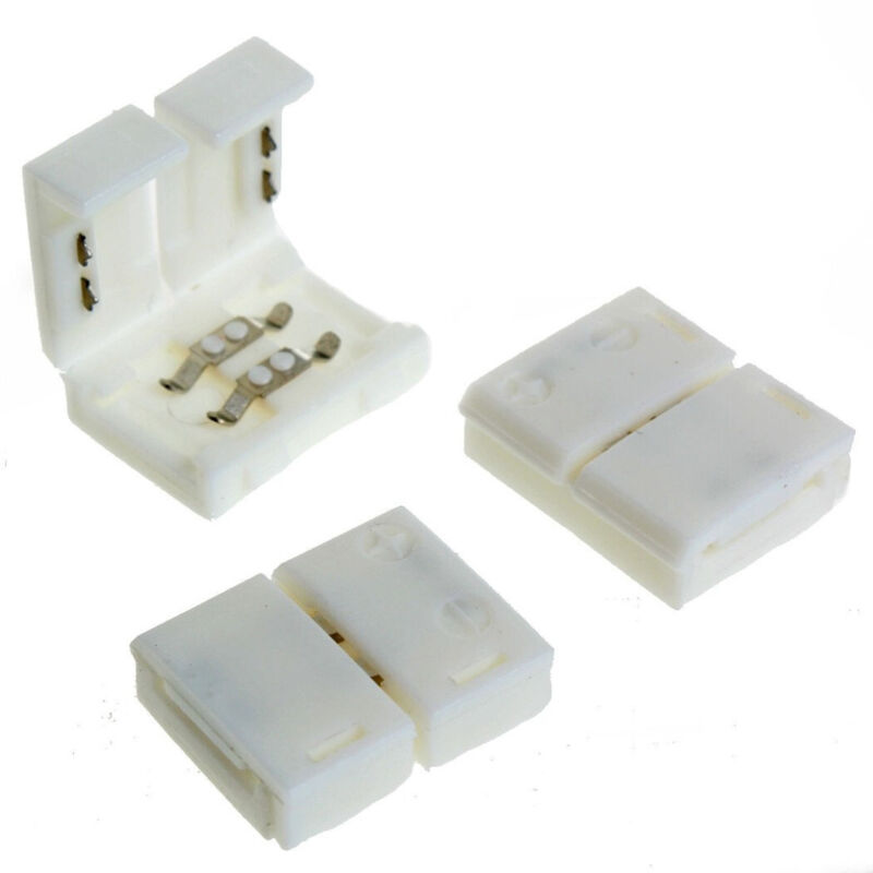 foto del prodotto trade shop traesio - 4 x connettore 8mm a clip per strip strisce a led mono colore maschio maschio -