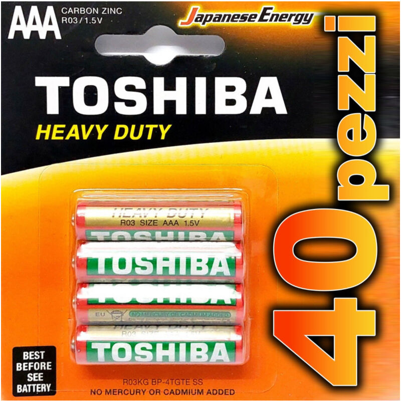 foto del prodotto trade shop traesio 40pz batterie mini stilo aaa pile alkaline confezione risparmio toshiba r6 1.5 v 