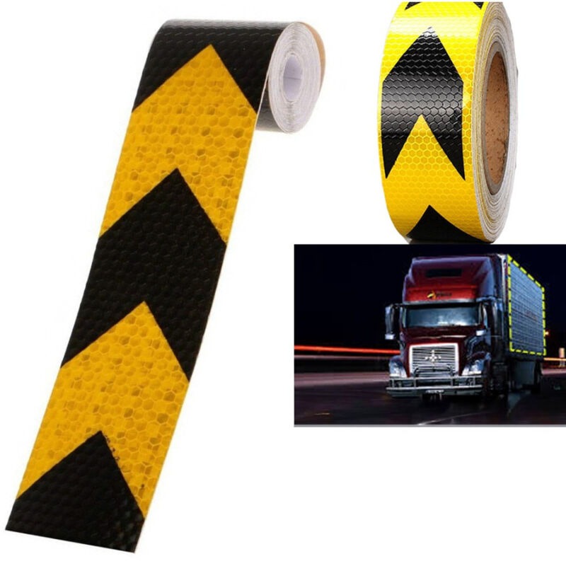 foto del prodotto trade shop traesio 5 metri nastro adesivo catarifrangente auto camion nero e giallo alta visibilit 