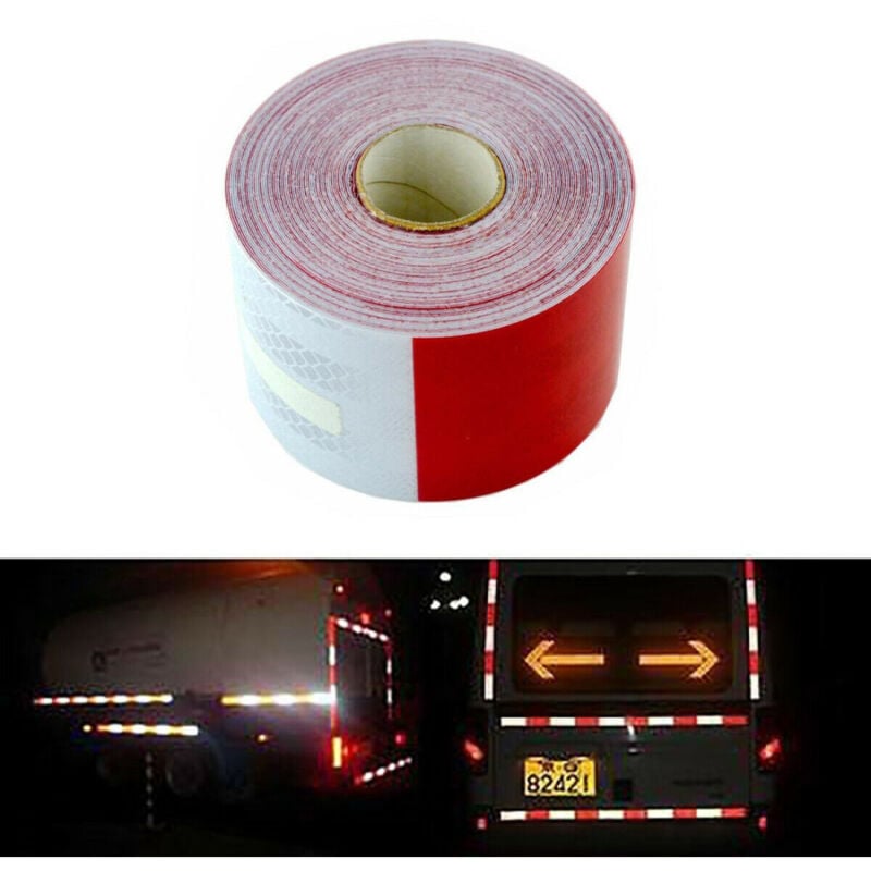 foto del prodotto trade shop traesio 5 metri nastro adesivo catarifrangente auto camion rosso bianco alta visibilit 