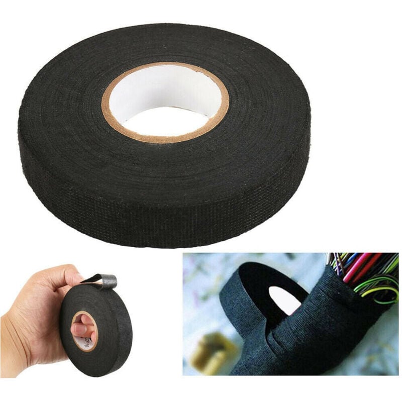 foto del prodotto trade shop traesio - 5 rotoli di nastro adesivo in tessuto cablaggio cavi 19mm x 25mt -