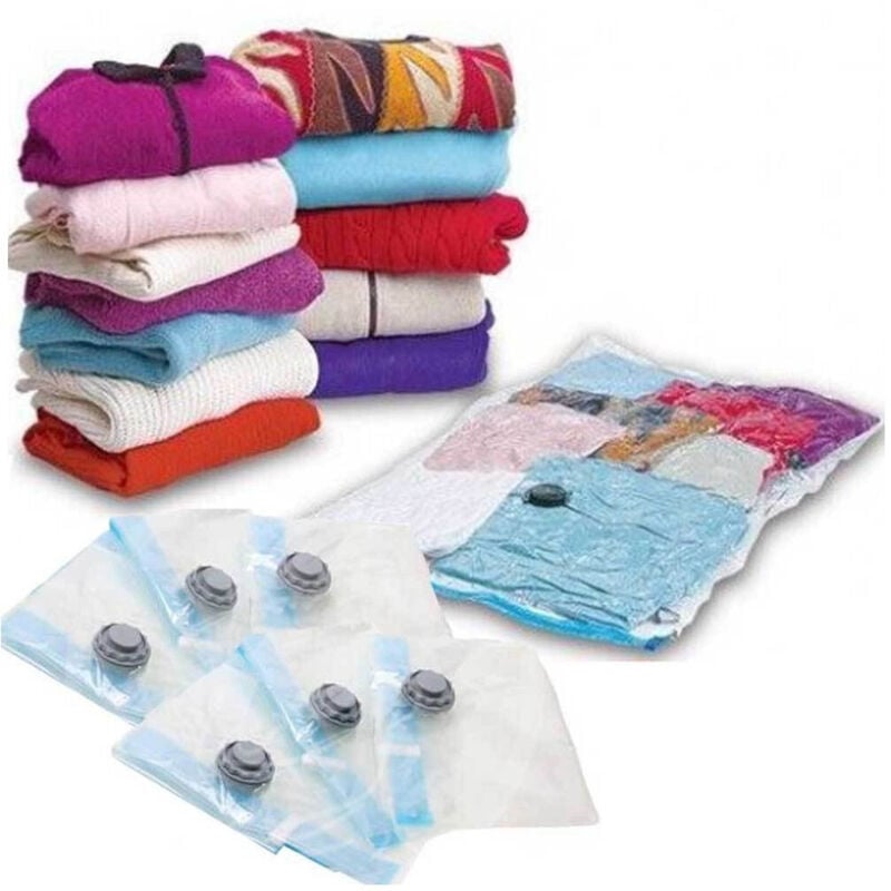 foto del prodotto trade shop traesio - 5 sacchetti buste sottovuoto 70x110cm salva spazio per abiti lenzuolo biancheria -