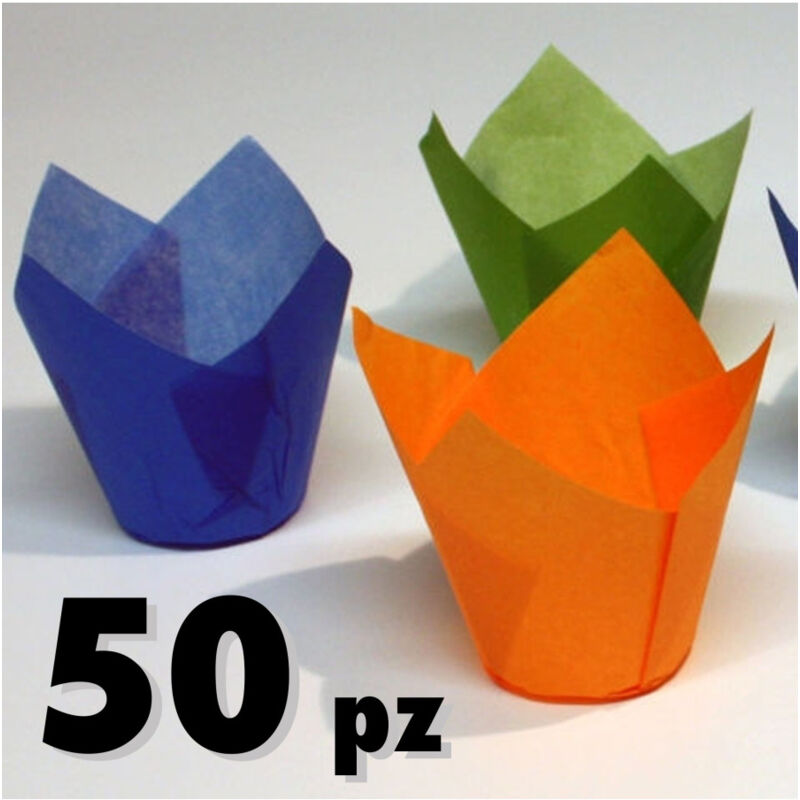 foto del prodotto trade shop traesio 50 pirottini per muffin in carta forno pasticceria per dolci cupcake tortini 5cm 