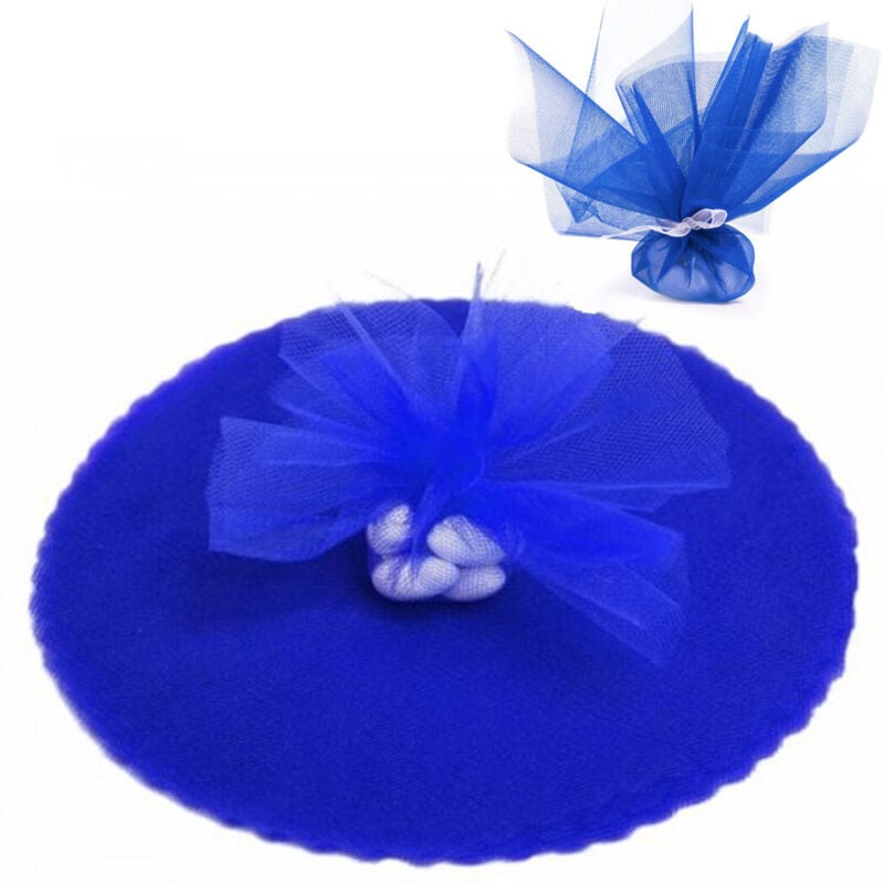 foto del prodotto trade shop traesio 50 veli tulle per bomboniere tondo organza matrimoni battesimi lauree confetti blu