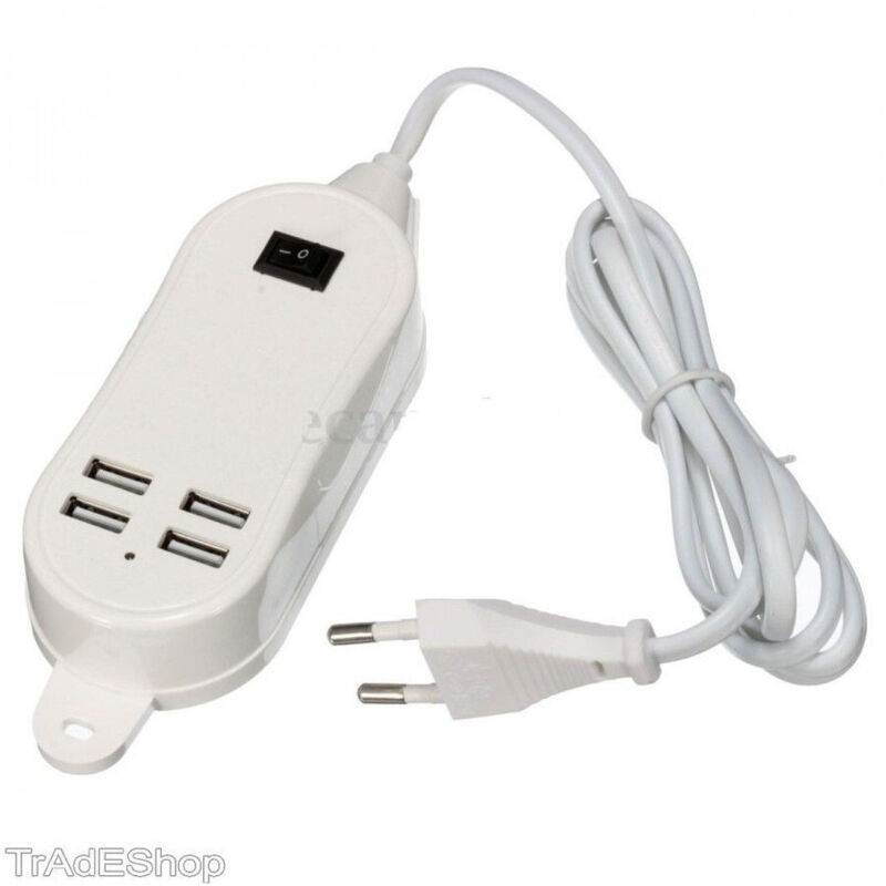 foto del prodotto trade shop traesio 5a 3a 4 porto usb da muro caricabatteria adattatore alimentazione per smartphone 