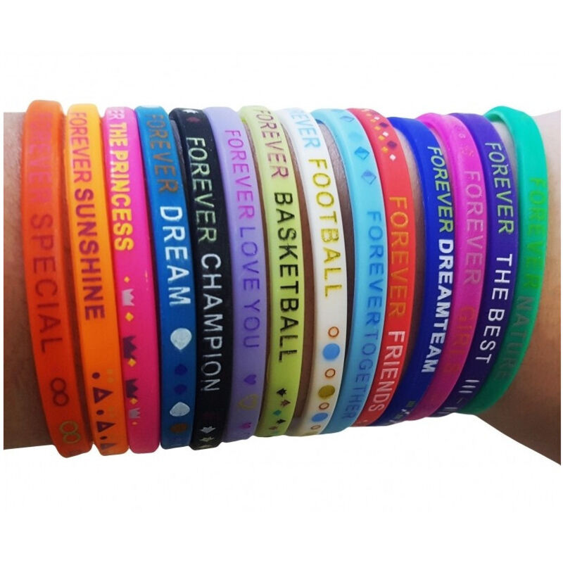 foto del prodotto trade shop traesio 6 braccialetti forever silicone elastico amicizia sport love amore trend 