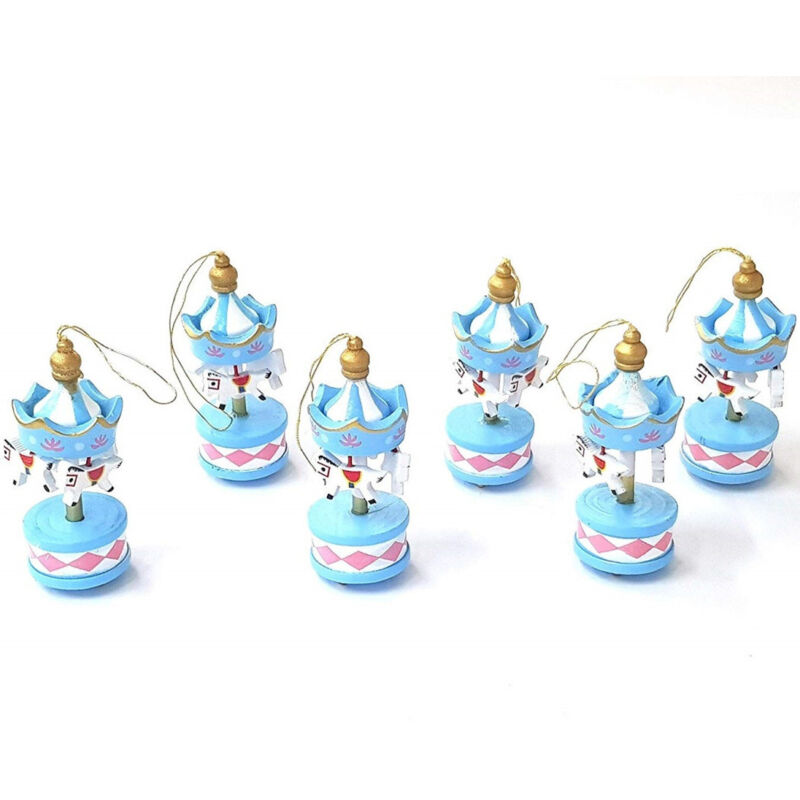 foto del prodotto trade shop traesio 6 mini carillon colore azzurro cc39835 giostra cavalli decorazione legno 8x3.5cm 