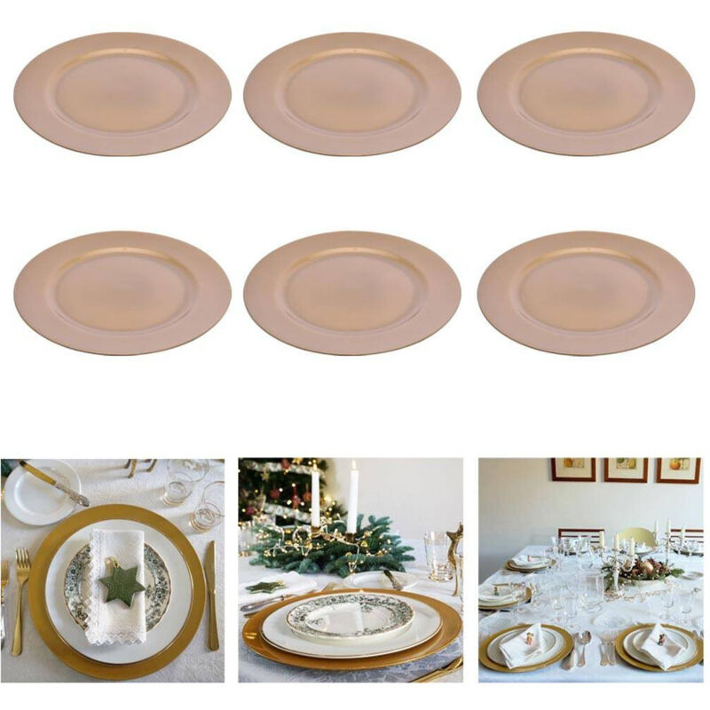 foto del prodotto trade shop traesio - 6 x sottopiatti natalizi in plastica 33cm decorazioni natale per la tavola gold -