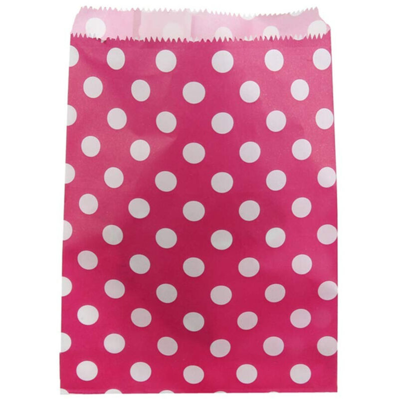 foto del prodotto trade shop traesio 60 sacchetti sacchetto busta in carta rosa pois 16x13 cm confettata caramelle 