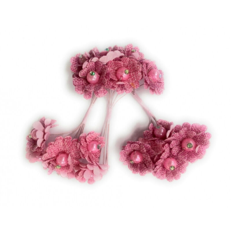 foto del prodotto trade shop traesio 72 fiori artificiale rosa tessuto glitter bocciolo finte segnaposto wedding 
