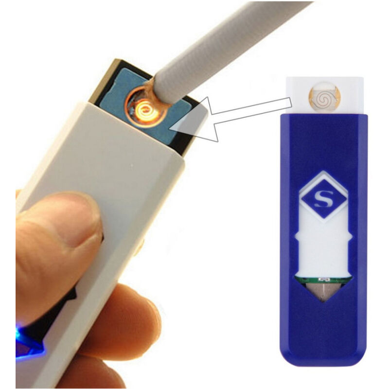 foto del prodotto trade shop traesio accendino elettrico usb ricarica ricaricabile senza gas antivento elettronico 
