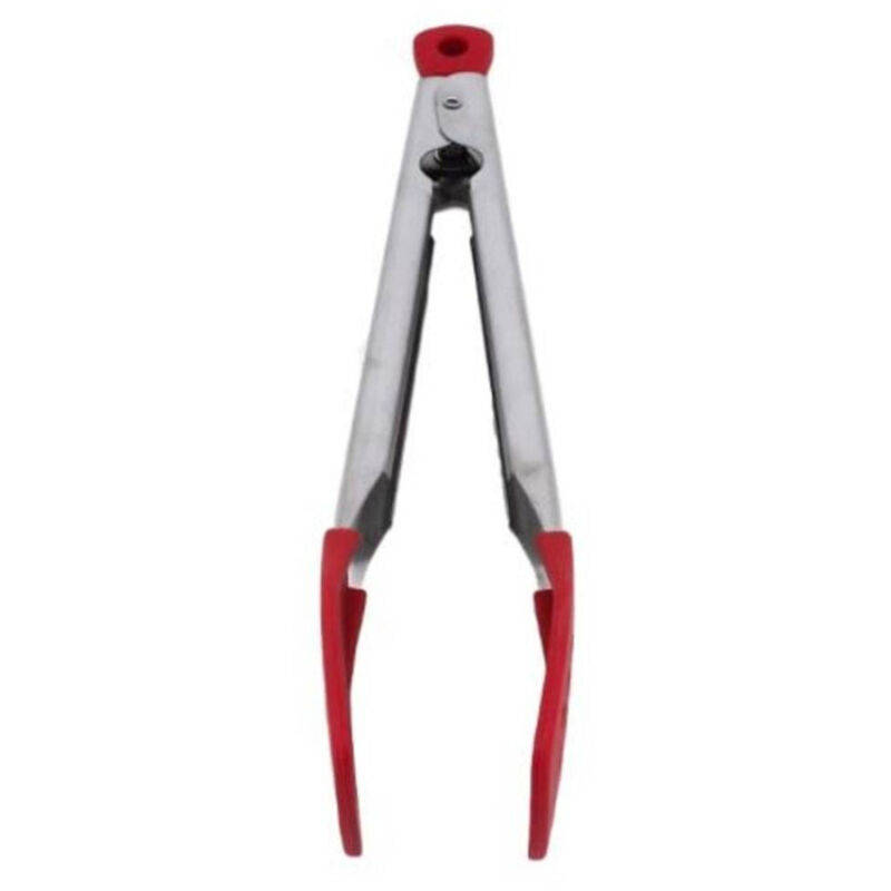 foto del prodotto trade shop traesio acciaio inox maniglia silicone cibo pinza bbq morsetto utensile da cucina 