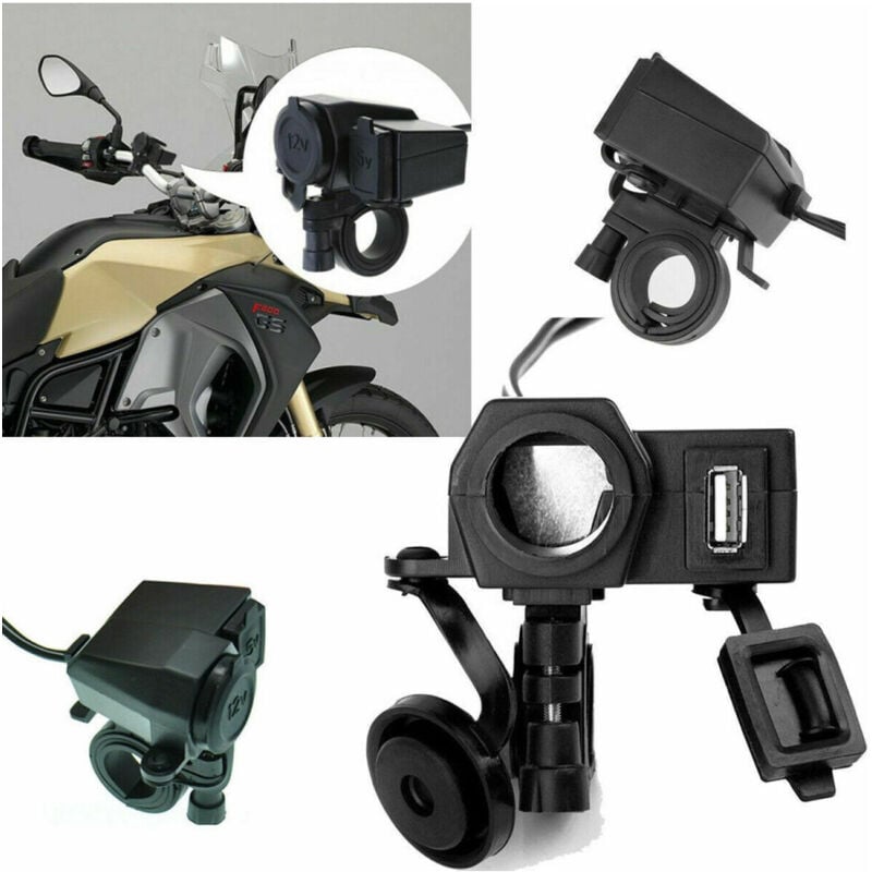 foto del prodotto trade shop traesio adattatore 12v moto usb presa accendisigari impermeabile per caricabatterie nero 