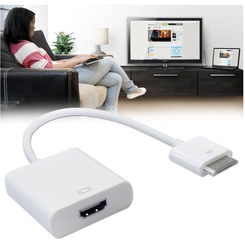 foto del prodotto trade shop traesio adattatore cavo dock hdmi per iphone ipad schermo film mirror tv televisione 