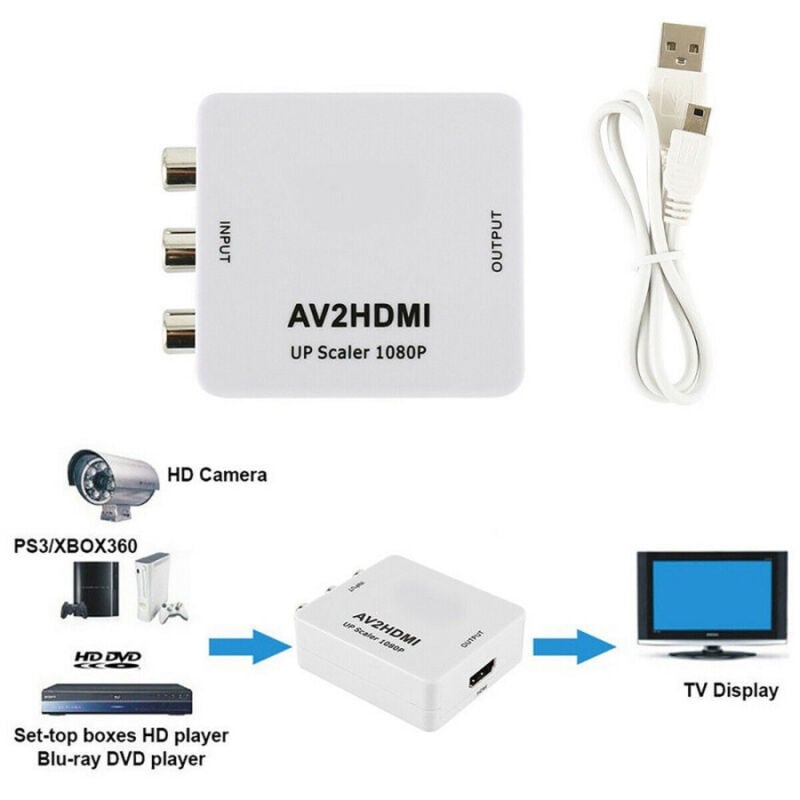 foto del prodotto trade shop traesio adattatore convertitore video analogico da av rca f hdmi hdmi2av andowl qy v04 