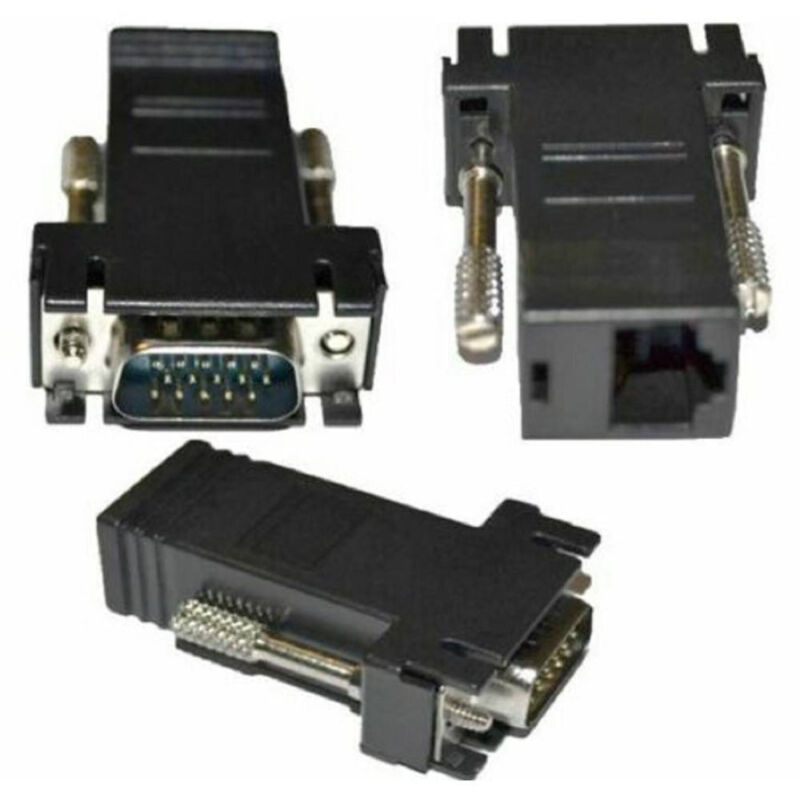 foto del prodotto trade shop traesio adattatore da vga maschio a rj45 lan vga lan connettore monitor computer 