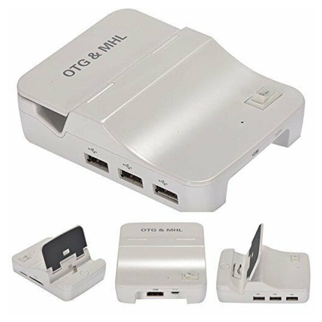 foto del prodotto trade shop traesio adattatore om 102 otg e mhl a hdmi hdtv lettore 3 usb interruttore microusb 